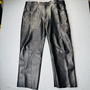 Xelements Advanced Motorcycle Black Leather Pants Mens Size 46x30 Thick Heavy